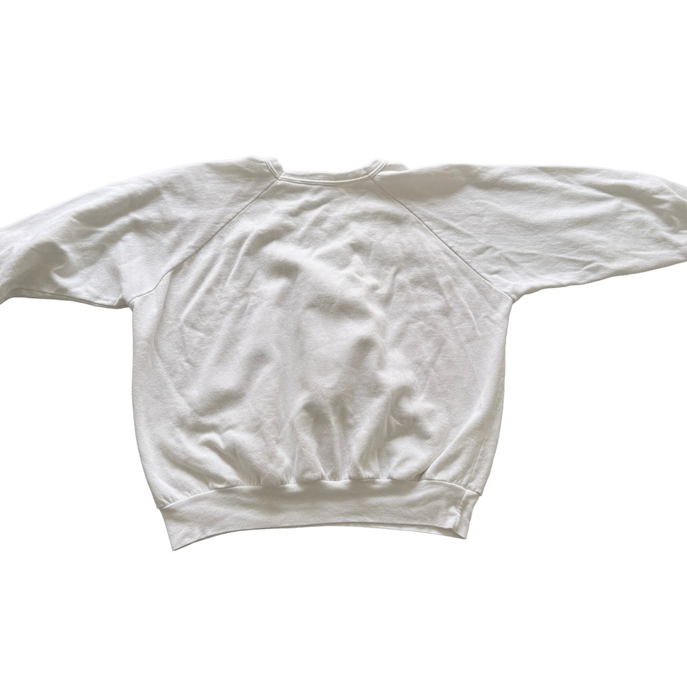 Vintage White Teddy Bear Tea Party Graphic Sweatshirt Polo Collar Women Large - Picture 8 of 8
